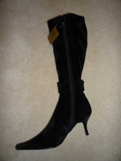 Gorgeous New Lorena Black Faux Suede Dress Boots Size US 7EU 37