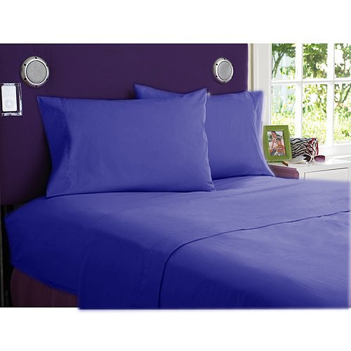 NEW 1000TC 4PCs BED SHEET SET QUEEN SOLID EGYPTIAN BLUE 100% EGYPTIAN COTTON
