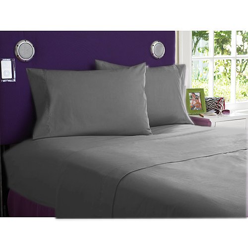 NEW 1000TC 4PCs BED SHEET SET QUEEN SOLID ELEPHANT GREY 100% EGYPTIAN COTTON