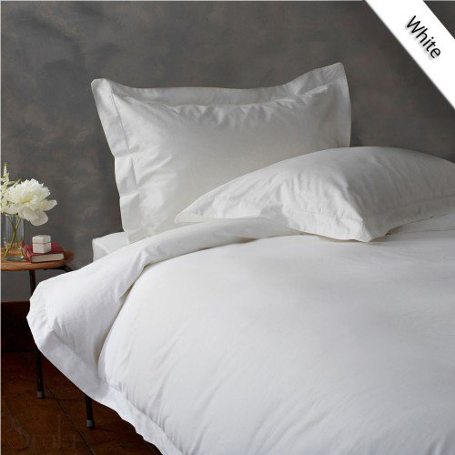 600TC SOLID FULL/QUEEN 3PC WHITE DUVET/DOONA/QUILT COVER SET 100% EGYPTIAN COTTON