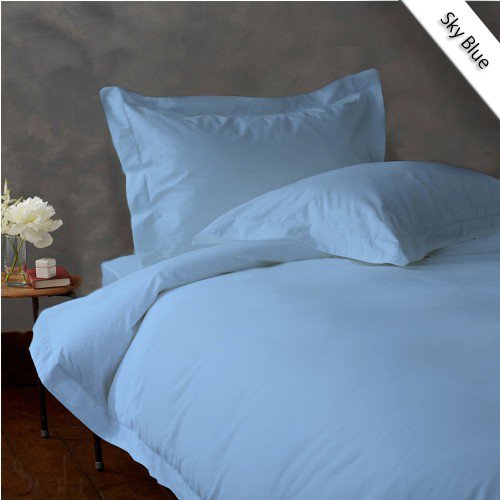 600TC SOLID FULL/QUEEN 3PC BLUE DUVET/DOONA/QUILT COVER SET 100% EGYPTIAN COTTON