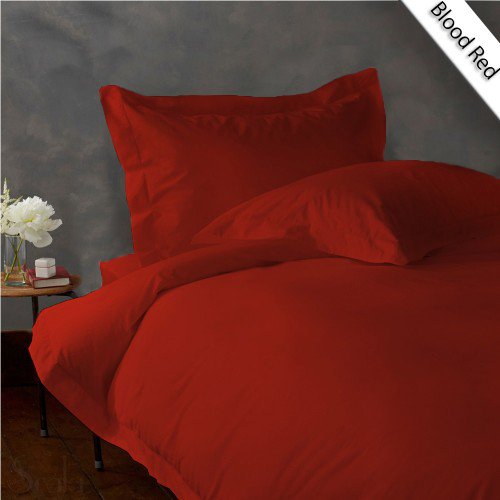 600TC SOLID FULL/QUEEN 3PC BLOOD RED DUVET/DOONA/QUILT COVER SET 100% EGYPTIAN COTTON