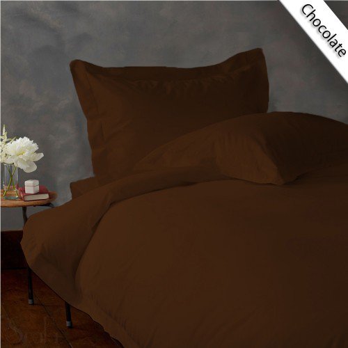 600TC SOLID FULL/QUEEN 3PC CHOCOLATE DUVET/DOONA/QUILT COVER SET 100% EGYPTIAN COTTON
