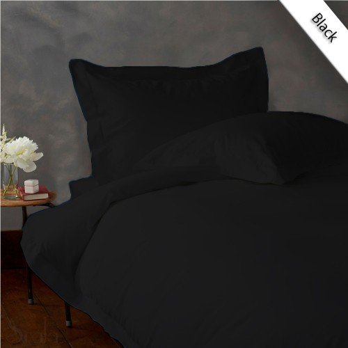 800TC SOLID FULL/QUEEN 3PC BLACK DUVET/DOONA/QUILT COVER SET 100% EGYPTIAN COTTON