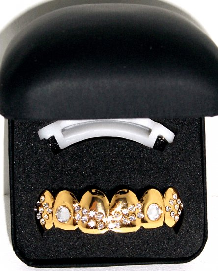 Gold Colored Clear Stone Grillz