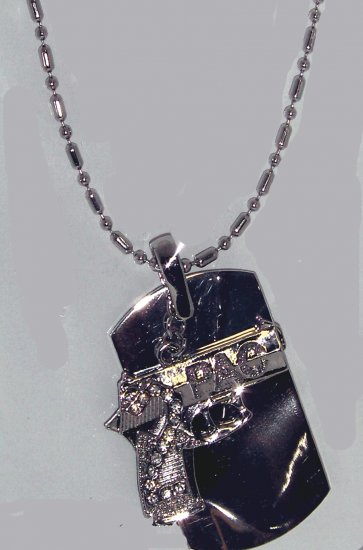 2 Pac Silver Blinged Dog Tag