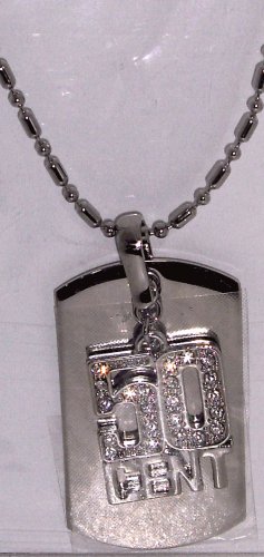 Silver Colored Blinged 50 Cent Dog Tag