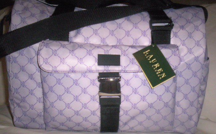 Lauren Ralph Lauren Logo Print Carryon Travel Bag in Purple & White