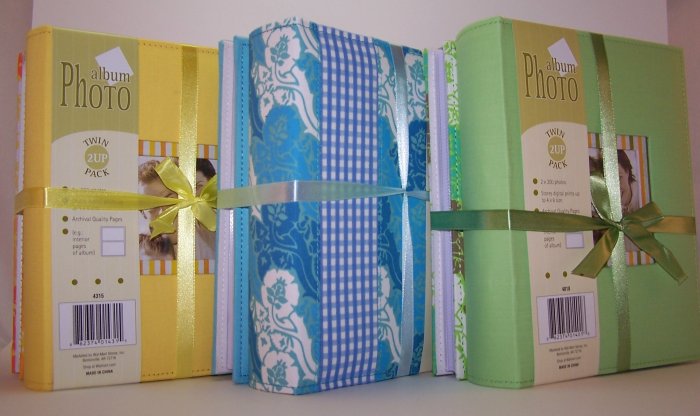 Twin Pack of Medium Fabric Covered Photo Albums in Green