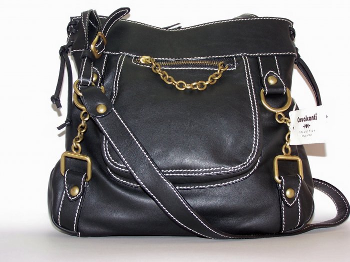 Cavalcanti Italian Leather Shopper Style Shoulder Bag in Black