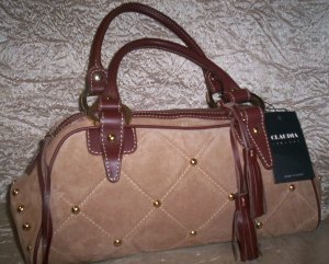 Claudia Firenze Italian Leather and Suede Doctor Bag Style Handbag