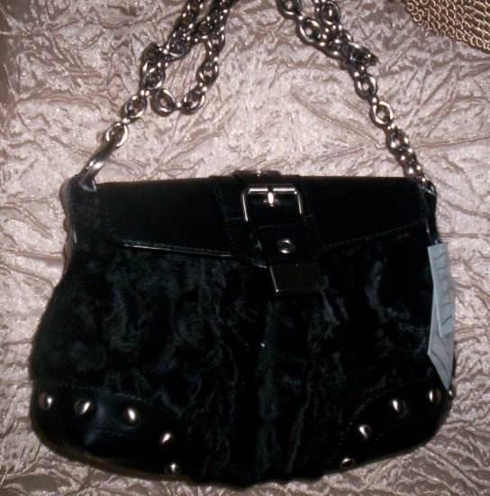 Cynthia Rowley Arlene Fur Shoulder Bag in Black