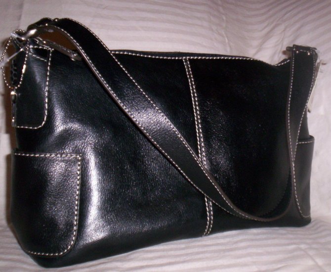 Fossil Reece Medium Leather Hobo Shoulder Bag in Black