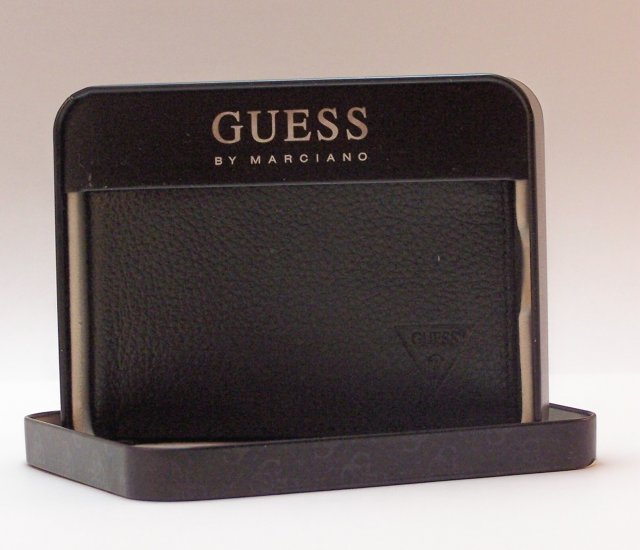 Guess Leather Bi-Fold Wallet with Removable ID Folio in Black