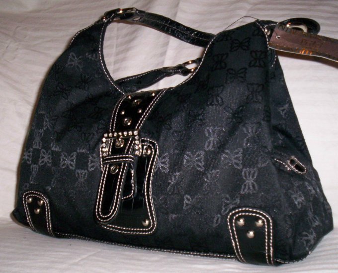 Pritzi Ribbon Signature A-Line Shopper Shoulder Bag in Black