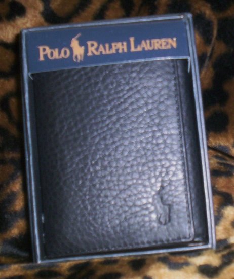 Ralph Lauren Cordoba Leather Tri-Fold Wallet in Black