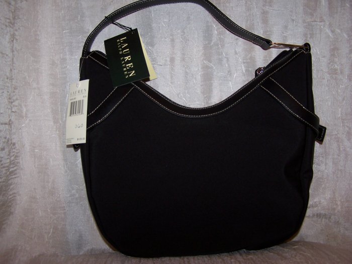 Lauren by Ralph Lauren Black Nylon Hobo in Black