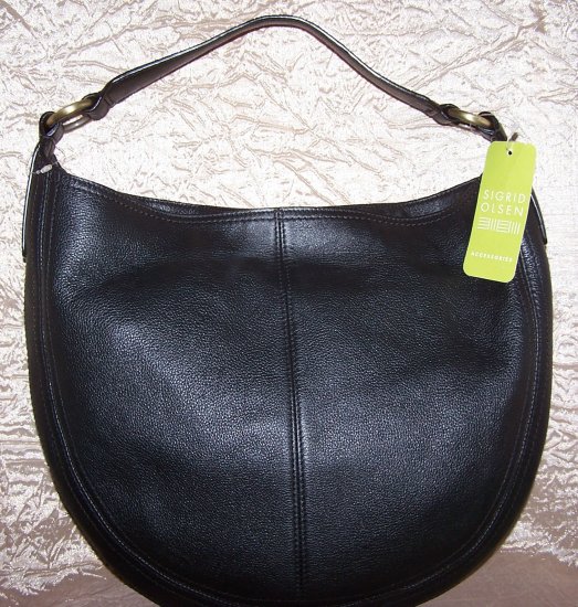 Sigrid Olsen Wakefield Pebbled Leather Hobo Handbag in Black