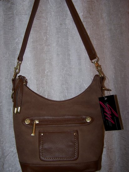 Stone Mountain Ridgewood Suede & Leather Hobo Shoulder Bag in Medium Brown