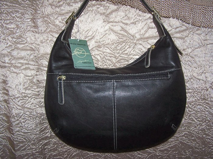 Stone Mountain Vegas Leather Hobo Shoulder Bag in Black