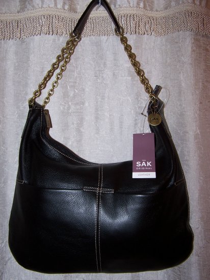 The Sak Corinne Pebbled Leather Hobo Shoulder Bag in Black