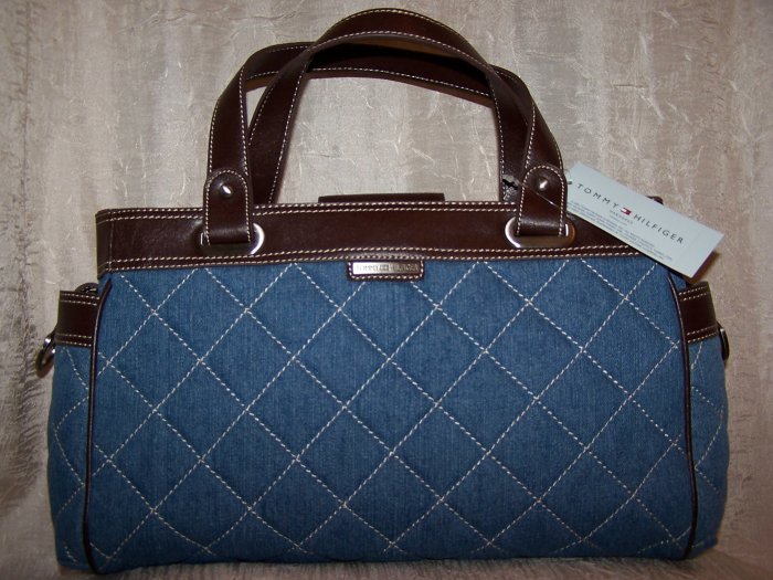 Tommy Hilfiger Ionic Totes Medium Quilted Denim Tote Handbag