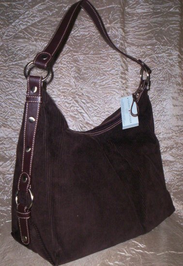Tommy Hilfiger Snapped Up Medium Corduroy Hobo Shoulder Bag in Brown