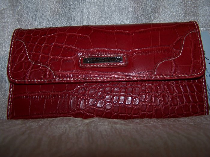 Tommy Hilfiger Swing Shift Red Croco Leather Clutch Wallet