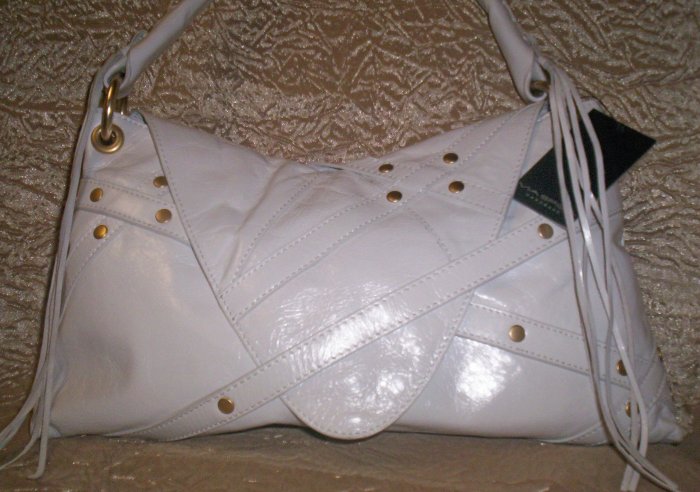 Via Spiga Nikki Leather Studded Envelope Style Handbag in White