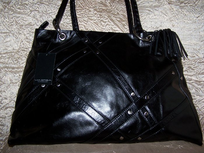 Via Spiga Nikki Leather Studded Tote in Black
