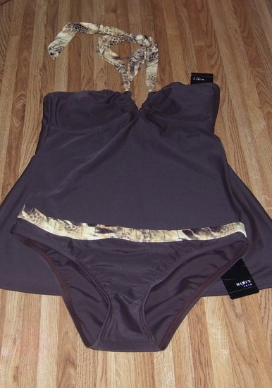 Mix It 2 pc Brown Tankini Swimwear Misses Sz Small NWT