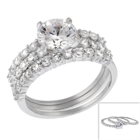 Sterling Silver 3 Ring Wedding Set Size Choice