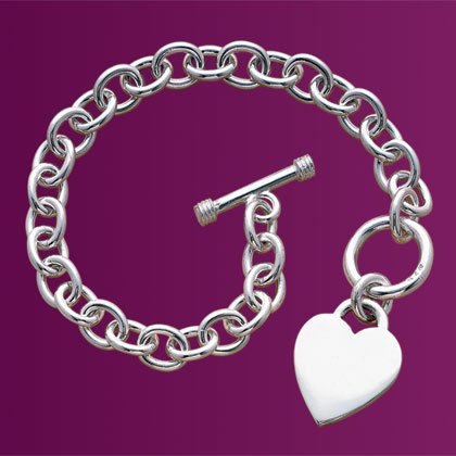 Sterling Silver Bracelet with Heart Pendant