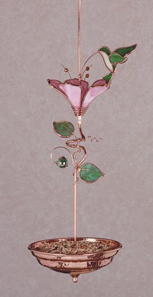 Copper and Stained Glass Bird Feeder