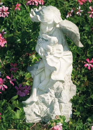 Angel With Bunny Garden Sculpture