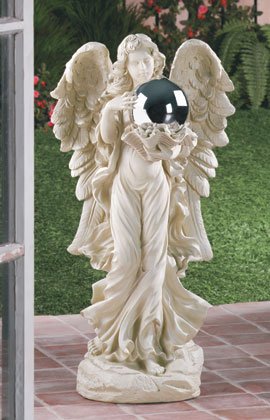 Angel With Gazing Ball Statue