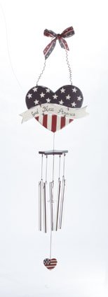 Heart-shaped God Bless America Wind Chime.