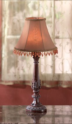 Leaf Motif Lamp With Beaded Shade.