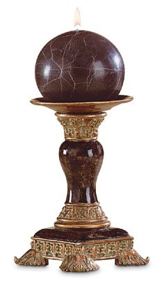 Marble-Look Candle Holder and Round Candle.