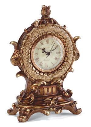 Scroll, Leaf and "Wicker" Design Desk Clock.