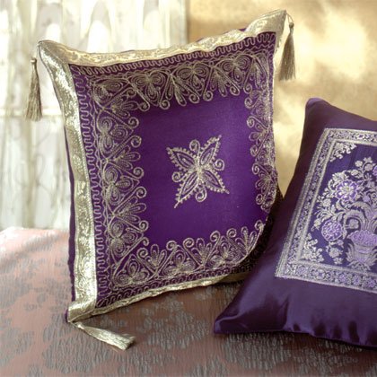 Purple Fabric Throw Pillow.