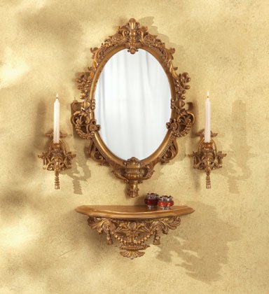 Baroque-Style Wall Furnishing With Mirror.