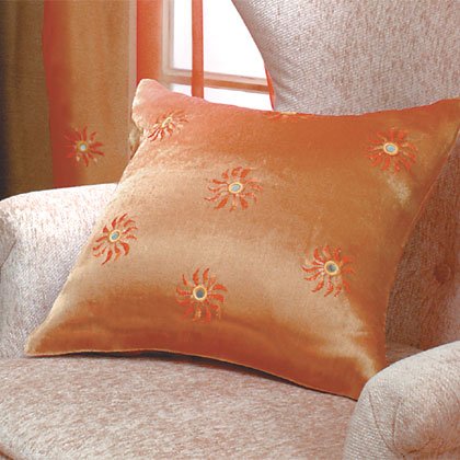 Orange Sun Pattern Throw Pillow.