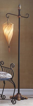 Floor Lamp With Spiral Hanging Shade.