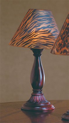 Candle Lamp With Tiger Stripe Glass Shade.