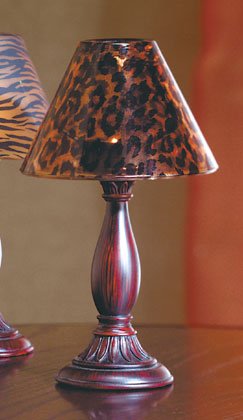 Candle Lamp With Leopard Print Glass Shade'