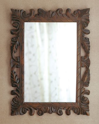 Scroll and Leaf Design Carved Wall Mirror.