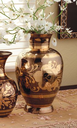 Ginger jar design pewter and brass vase