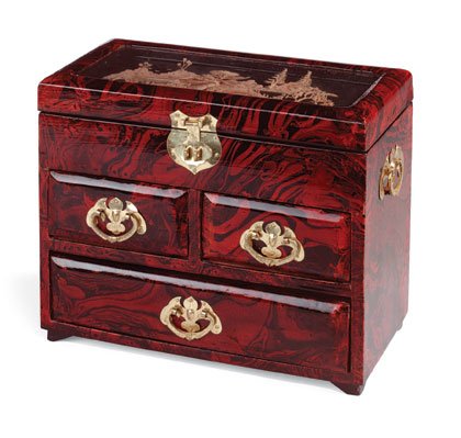 Three-drawer lacquered jewelry box