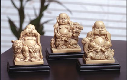 Mandarin Ivory see, hear, speak no evil Buddhas